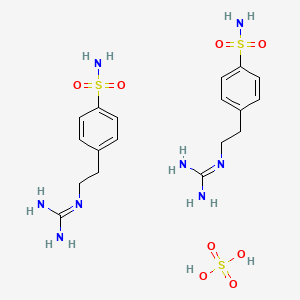 molecular formula C18H30N8O8S3 B2449769 Bis(1-[2-(4-sulfamoylphenyl)ethyl]guanidine), sulfuric acid CAS No. 1803593-22-7