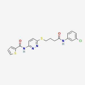 molecular formula C19H17ClN4O2S2 B2449779 N-(6-((4-((3-chlorophenyl)amino)-4-oxobutyl)thio)pyridazin-3-yl)thiophene-2-carboxamide CAS No. 1021226-16-3