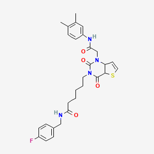 6-(1-{[(3,4-dimethylphenyl)carbamoyl]methyl}-2,4-dioxo-1H,2H,3H,4H-thieno[3,2-d]pyrimidin-3-yl)-N-[(4-fluorophenyl)methyl]hexanamide