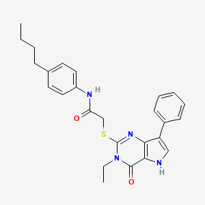 molecular formula C26H28N4O2S B2449794 N-(4-butylphenyl)-2-((3-ethyl-4-oxo-7-phenyl-4,5-dihydro-3H-pyrrolo[3,2-d]pyrimidin-2-yl)thio)acetamide CAS No. 1261007-59-3
