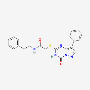 2-((7-methyl-4-oxo-8-phenyl-3,4-dihydropyrazolo[1,5-a][1,3,5]triazin-2-yl)thio)-N-phenethylacetamide