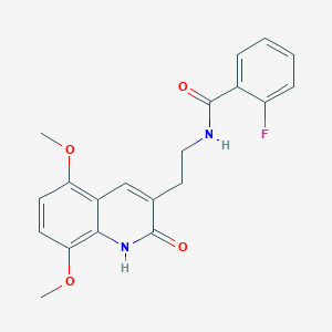 molecular formula C20H19FN2O4 B2449807 N-(2-(5,8-dimethoxy-2-oxo-1,2-dihydroquinolin-3-yl)ethyl)-2-fluorobenzamide CAS No. 851403-63-9