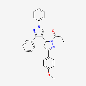 1-[3-(1,3-Diphenylpyrazol-4-yl)-5-(4-methoxyphenyl)-3,4-dihydropyrazol-2-yl]propan-1-one