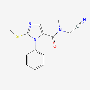 molecular formula C14H14N4OS B2449813 N-(cyanomethyl)-N-methyl-2-(methylsulfanyl)-1-phenyl-1H-imidazole-5-carboxamide CAS No. 1797361-81-9