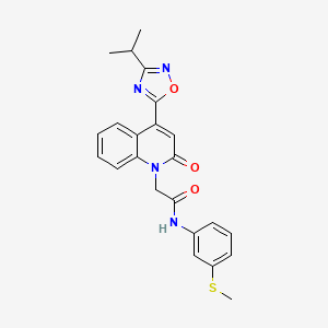 molecular formula C23H22N4O3S B2449815 N-[3-(methylsulfanyl)phenyl]-2-{2-oxo-4-[3-(propan-2-yl)-1,2,4-oxadiazol-5-yl]-1,2-dihydroquinolin-1-yl}acetamide CAS No. 1251674-85-7