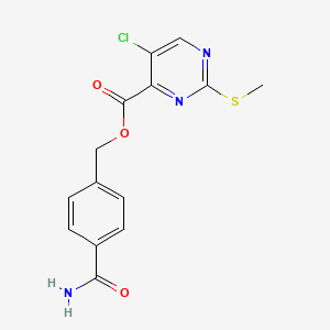 molecular formula C14H12ClN3O3S B2449818 (4-Carbamoylphenyl)methyl 5-chloro-2-(methylsulfanyl)pyrimidine-4-carboxylate CAS No. 1110815-77-4