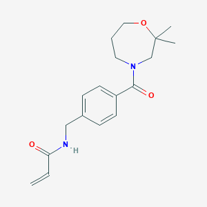 molecular formula C18H24N2O3 B2449821 N-{[4-(2,2-dimethyl-1,4-oxazepane-4-carbonyl)phenyl]methyl}prop-2-enamide CAS No. 2200534-86-5