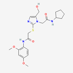 molecular formula C21H28N4O5S B2449831 N-cyclopentyl-2-(2-((2-((2,4-dimethoxyphenyl)amino)-2-oxoethyl)thio)-5-(hydroxymethyl)-1H-imidazol-1-yl)acetamide CAS No. 921845-03-6