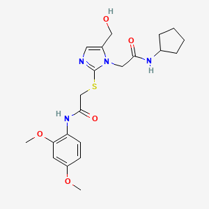 N-cyclopentyl-2-(2-((2-((2,4-dimethoxyphenyl)amino)-2-oxoethyl)thio)-5-(hydroxymethyl)-1H-imidazol-1-yl)acetamide