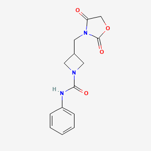 molecular formula C14H15N3O4 B2449832 3-[(2,4-dioxo-1,3-oxazolidin-3-yl)methyl]-N-phenylazetidine-1-carboxamide CAS No. 2034463-90-4