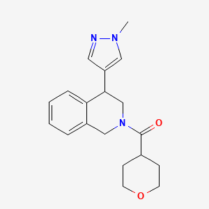 molecular formula C19H23N3O2 B2449875 4-(1-methyl-1H-pyrazol-4-yl)-2-(oxane-4-carbonyl)-1,2,3,4-tetrahydroisoquinoline CAS No. 2319804-08-3