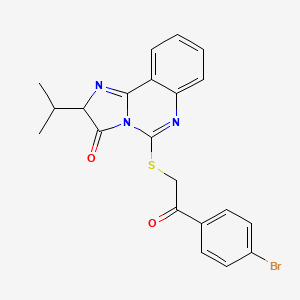 molecular formula C21H18BrN3O2S B2449878 5-{[2-(4-bromophenyl)-2-oxoethyl]thio}-2-isopropylimidazo[1,2-c]quinazolin-3(2H)-one CAS No. 957626-45-8