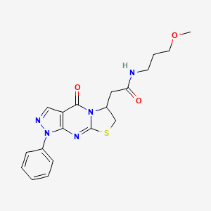 molecular formula C19H21N5O3S B2449890 N-(3-methoxypropyl)-2-(4-oxo-1-phenyl-1,4,6,7-tetrahydropyrazolo[3,4-d]thiazolo[3,2-a]pyrimidin-6-yl)acetamide CAS No. 941889-65-2