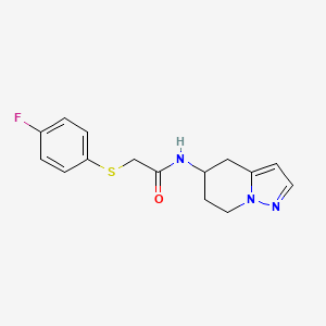 molecular formula C15H16FN3OS B2449893 2-((4-fluorophenyl)thio)-N-(4,5,6,7-tetrahydropyrazolo[1,5-a]pyridin-5-yl)acetamide CAS No. 2034404-78-7