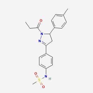 molecular formula C20H23N3O3S B2449894 N-{4-[5-(4-methylphenyl)-1-propanoyl-4,5-dihydro-1H-pyrazol-3-yl]phenyl}methanesulfonamide CAS No. 835897-42-2