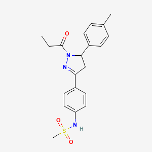 molecular formula C20H23N3O3S B2449894 N-[4-[3-(4-methylphenyl)-2-propanoyl-3,4-dihydropyrazol-5-yl]phenyl]methanesulfonamide CAS No. 835897-42-2