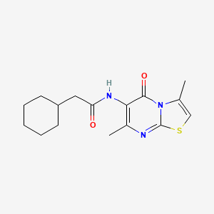 molecular formula C16H21N3O2S B2449896 2-cyclohexyl-N-(3,7-dimethyl-5-oxo-5H-thiazolo[3,2-a]pyrimidin-6-yl)acetamide CAS No. 946358-09-4
