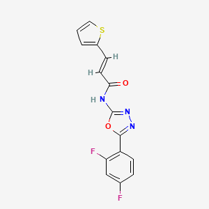 molecular formula C15H9F2N3O2S B2449900 (E)-N-(5-(2,4-difluorophenyl)-1,3,4-oxadiazol-2-yl)-3-(thiophen-2-yl)acrylamide CAS No. 1173503-20-2