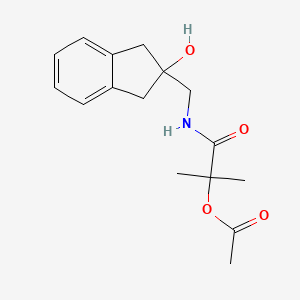 molecular formula C16H21NO4 B2449909 1-(((2-hydroxy-2,3-dihydro-1H-inden-2-yl)methyl)amino)-2-methyl-1-oxopropan-2-yl acetate CAS No. 2034407-83-3