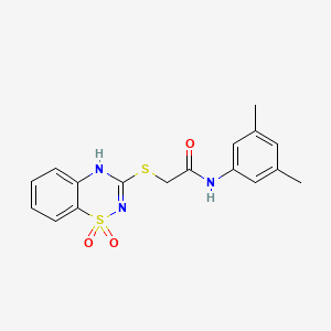 molecular formula C17H17N3O3S2 B2449912 N-(3,5-dimethylphenyl)-2-((1,1-dioxido-4H-benzo[e][1,2,4]thiadiazin-3-yl)thio)acetamide CAS No. 886953-25-9