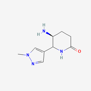 molecular formula C9H14N4O B2449916 (5S)-5-amino-6-(1-methyl-1H-pyrazol-4-yl)piperidin-2-one CAS No. 1375830-21-9
