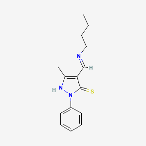 molecular formula C15H19N3S B2449917 (E)-4-((butylamino)methylene)-3-methyl-1-phenyl-1H-pyrazole-5(4H)-thione CAS No. 313685-89-1