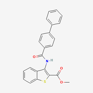molecular formula C23H17NO3S B2449918 methyl 3-{[1,1'-biphenyl]-4-amido}-1-benzothiophene-2-carboxylate CAS No. 477537-59-0