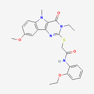 molecular formula C24H26N4O4S B2449923 N-(2-ethoxyphenyl)-2-({3-ethyl-8-methoxy-5-methyl-4-oxo-3H,4H,5H-pyrimido[5,4-b]indol-2-yl}sulfanyl)acetamide CAS No. 1112301-19-5