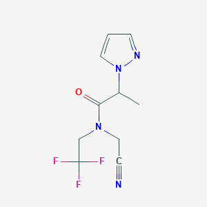 molecular formula C10H11F3N4O B2449924 N-(cyanomethyl)-2-(1H-pyrazol-1-yl)-N-(2,2,2-trifluoroethyl)propanamide CAS No. 1384784-17-1