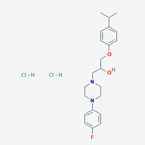 molecular formula C22H31Cl2FN2O2 B2449927 1-(4-(4-Fluorophenyl)piperazin-1-yl)-3-(4-isopropylphenoxy)propan-2-ol dihydrochloride CAS No. 1052416-88-2