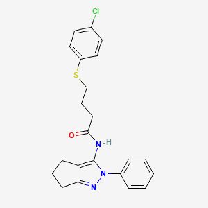 4-((4-chlorophenyl)thio)-N-(2-phenyl-2,4,5,6-tetrahydrocyclopenta[c]pyrazol-3-yl)butanamide