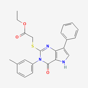 molecular formula C23H21N3O3S B2449943 ethyl 2-((4-oxo-7-phenyl-3-(m-tolyl)-4,5-dihydro-3H-pyrrolo[3,2-d]pyrimidin-2-yl)thio)acetate CAS No. 2034585-35-6