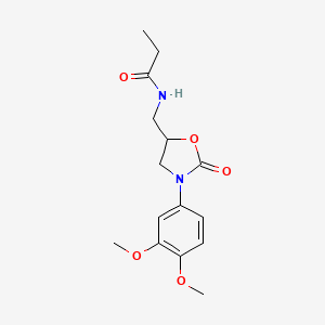 molecular formula C15H20N2O5 B2449965 N-((3-(3,4-dimethoxyphenyl)-2-oxooxazolidin-5-yl)methyl)propionamide CAS No. 954629-67-5