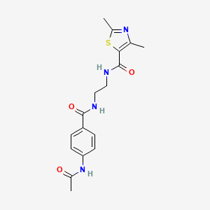 molecular formula C17H20N4O3S B2449966 N-(2-(4-acetamidobenzamido)ethyl)-2,4-dimethylthiazole-5-carboxamide CAS No. 1021062-39-4