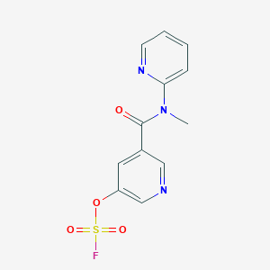 molecular formula C12H10FN3O4S B2449968 3-Fluorosulfonyloxy-5-[methyl(pyridin-2-yl)carbamoyl]pyridine CAS No. 2418692-90-5