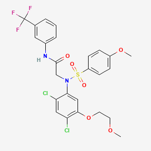molecular formula C25H23Cl2F3N2O6S B2449971 2-{2,4-dichloro-5-(2-methoxyethoxy)[(4-methoxyphenyl)sulfonyl]anilino}-N-[3-(trifluoromethyl)phenyl]acetamide CAS No. 338967-84-3