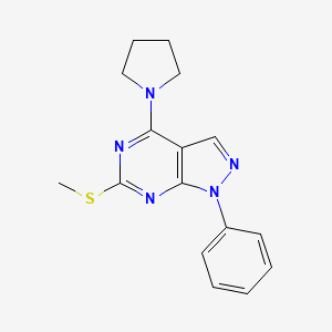 molecular formula C16H17N5S B2449974 methyl 1-phenyl-4-(1-pyrrolidinyl)-1H-pyrazolo[3,4-d]pyrimidin-6-yl sulfide CAS No. 339106-41-1
