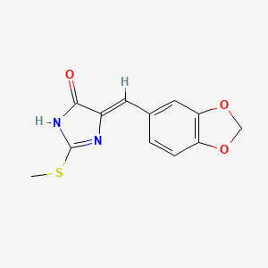 molecular formula C12H10N2O3S B2449976 4-[(Z)-1,3-benzodioxol-5-ylmethylidene]-2-(methylsulfanyl)-1H-imidazol-5-one CAS No. 1112978-28-5