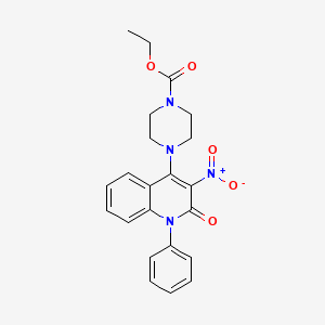 molecular formula C22H22N4O5 B2449977 Ethyl 4-(3-nitro-2-oxo-1-phenyl-1,2-dihydroquinolin-4-yl)piperazine-1-carboxylate CAS No. 886159-32-6