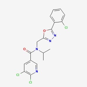 molecular formula C18H15Cl3N4O2 B2449979 5,6-dichloro-N-[[5-(2-chlorophenyl)-1,3,4-oxadiazol-2-yl]methyl]-N-propan-2-ylpyridine-3-carboxamide CAS No. 878250-48-7