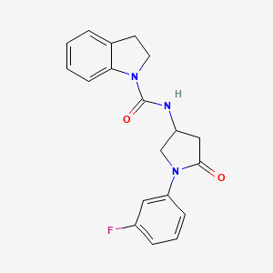 N-(1-(3-fluorophenyl)-5-oxopyrrolidin-3-yl)indoline-1-carboxamide