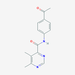 molecular formula C15H15N3O2 B2449994 N-(4-Acetylphenyl)-5,6-dimethylpyrimidine-4-carboxamide CAS No. 2415463-16-8