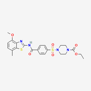 molecular formula C23H26N4O6S2 B2450007 Ethyl 4-((4-((4-methoxy-7-methylbenzo[d]thiazol-2-yl)carbamoyl)phenyl)sulfonyl)piperazine-1-carboxylate CAS No. 919707-70-3