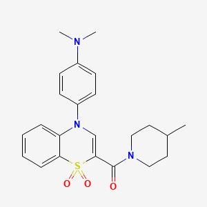 molecular formula C23H27N3O3S B2450035 (4-(4-(dimethylamino)phenyl)-1,1-dioxido-4H-benzo[b][1,4]thiazin-2-yl)(4-methylpiperidin-1-yl)methanone CAS No. 1226443-62-4