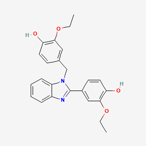 molecular formula C24H24N2O4 B2450036 2-ethoxy-4-{1-[(3-ethoxy-4-hydroxyphenyl)methyl]-1H-1,3-benzodiazol-2-yl}phenol CAS No. 537010-67-6
