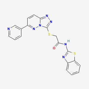 molecular formula C19H13N7OS2 B2450040 N-(1,3-benzothiazol-2-yl)-2-{[6-(pyridin-3-yl)-[1,2,4]triazolo[4,3-b]pyridazin-3-yl]sulfanyl}acetamide CAS No. 891108-38-6