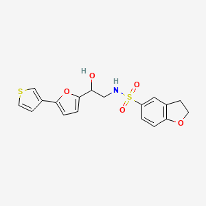 molecular formula C18H17NO5S2 B2450050 N-(2-hydroxy-2-(5-(thiophen-3-yl)furan-2-yl)ethyl)-2,3-dihydrobenzofuran-5-sulfonamide CAS No. 2034491-20-6