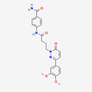molecular formula C23H24N4O5 B2450052 4-(4-(3-(3,4-dimethoxyphenyl)-6-oxopyridazin-1(6H)-yl)butanamido)benzamide CAS No. 953164-95-9