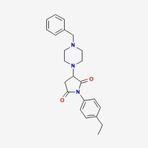 molecular formula C23H27N3O2 B2450055 3-(4-Benzylpiperazin-1-yl)-1-(4-ethylphenyl)pyrrolidine-2,5-dione CAS No. 924873-70-1