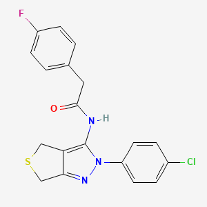 molecular formula C19H15ClFN3OS B2450058 N-[2-(4-chlorophenyl)-2H,4H,6H-thieno[3,4-c]pyrazol-3-yl]-2-(4-fluorophenyl)acetamide CAS No. 476459-20-8